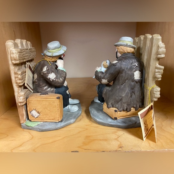 EMMETT KELLY JR CLOWN LARGE FIGURINE BOOK ENDS COLLECTIBLE  SIGNED MUST SEE - Picture 2 of 5